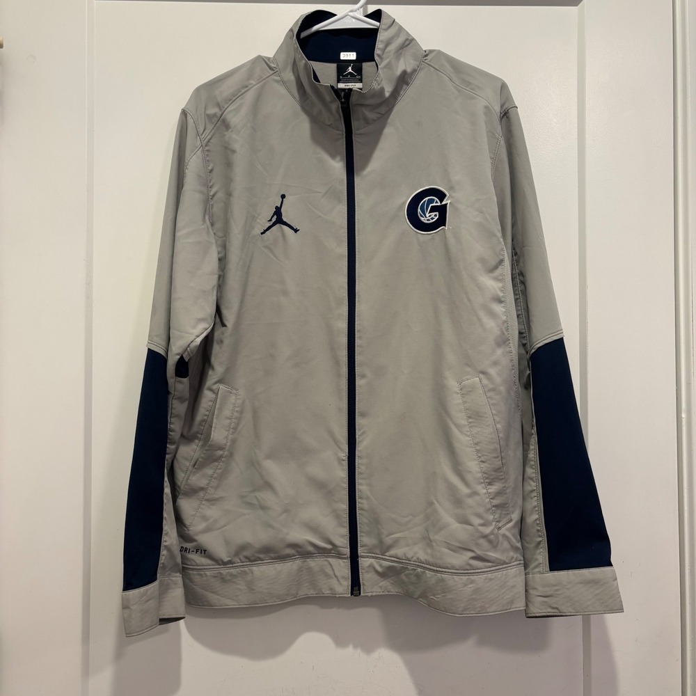 Jordan Georgetown Hoyas Dri-FIT Full Zip Jacket Mens Small Grey Navy Blue